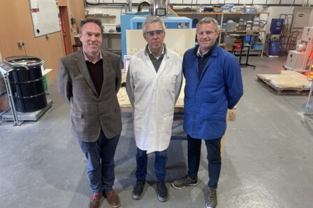 Pictured are Aulden Dunipace, Commercial Director, Mike Hale, CEO, and Neil Kime, Formulations and Testing Manager at Chestnut Biopolymers