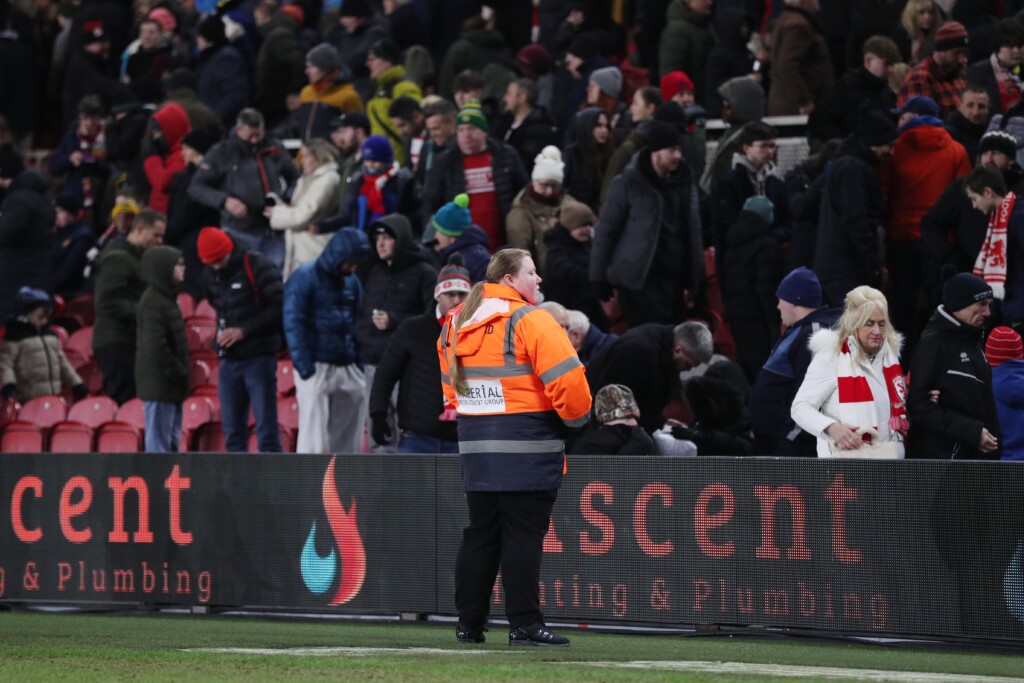 A steward at work at the Riverside Stadium on 4th January, 2025