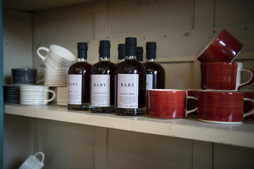 Products on shelf at Raby Castle's Stables Shop