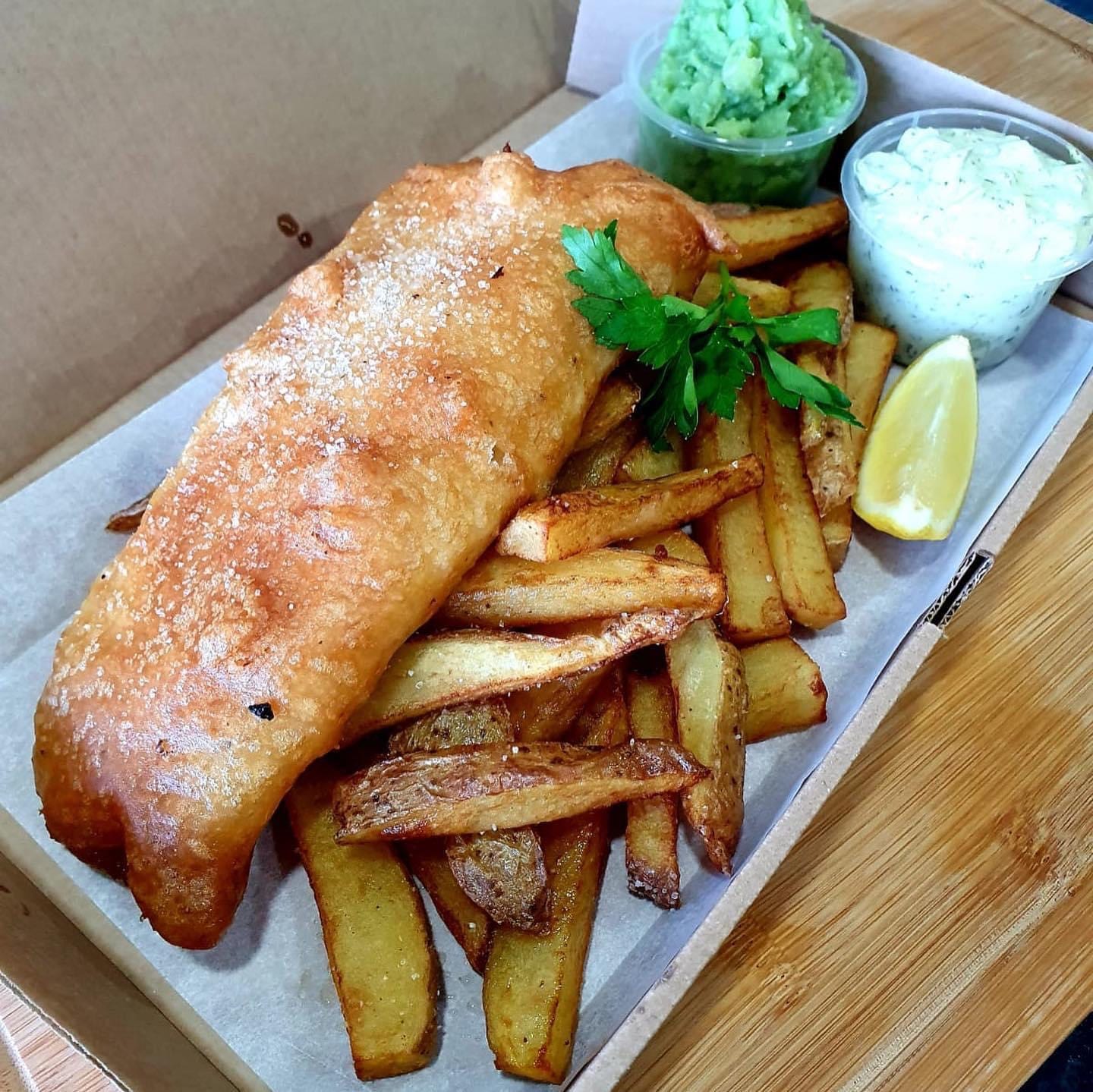 Fish and chips from The Stables at Kirkleathington