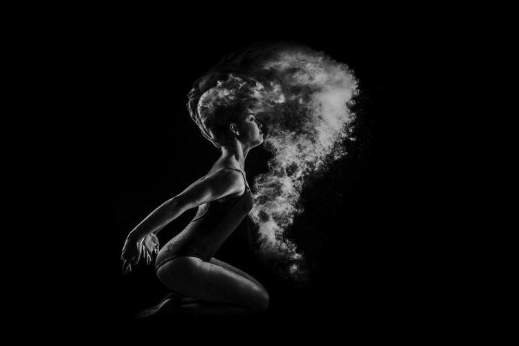 Contemporary dancer with smoky background
