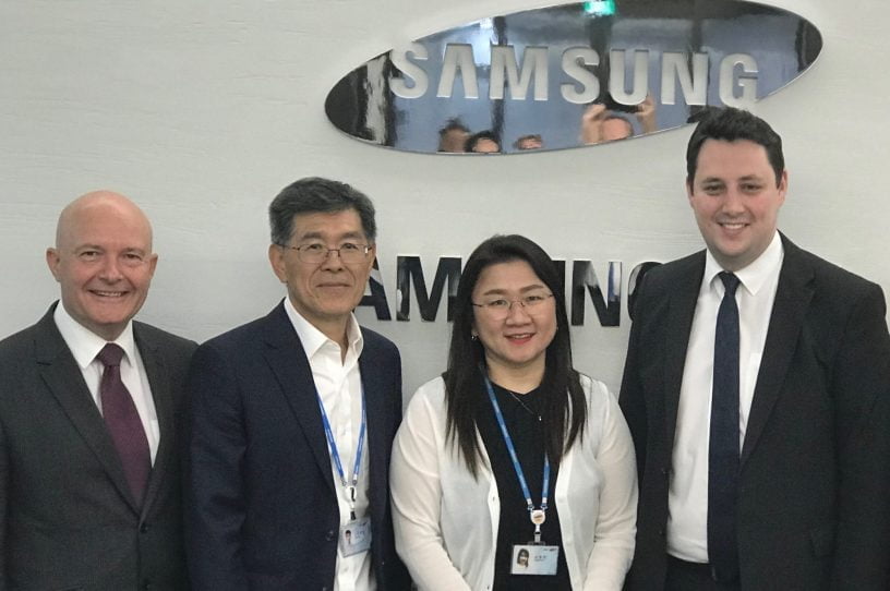 Mayor and Neil Kenley with Samsung representatives | Tees Valley Combined Authority