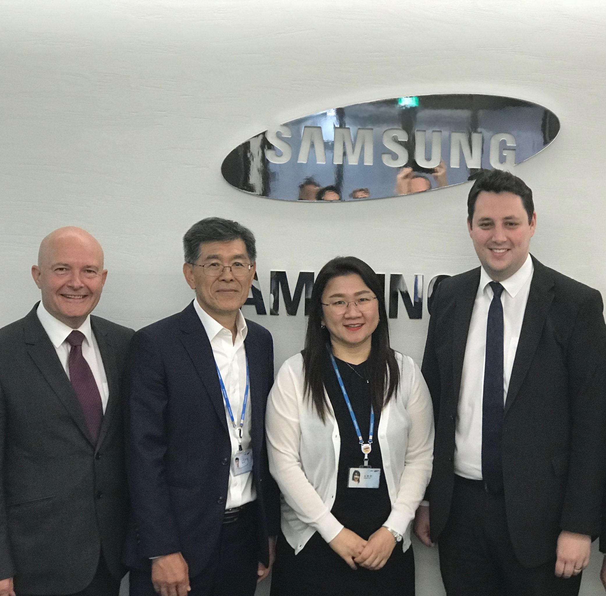 Mayor and Neil Kenley with Samsung representatives | Tees Valley Combined Authority
