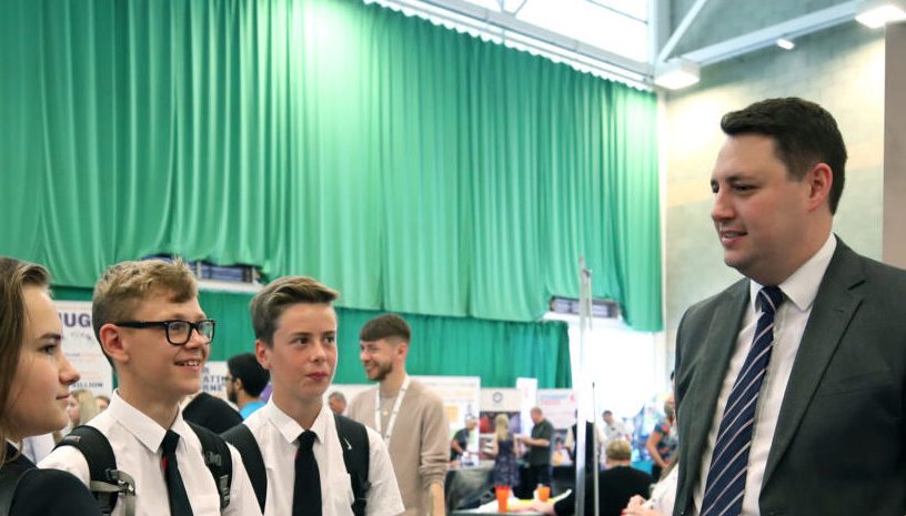 Ben Houchen and Richard Parkin with young people | Tees Valley Combined Authority