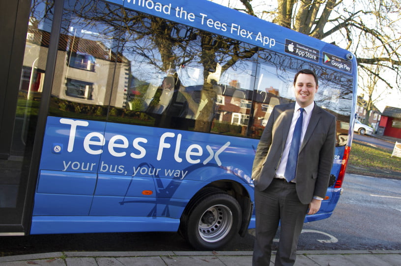 Tees Valley Mayor Ben Houchen with the Tees Flex bus | Tees Valley Combined Authority