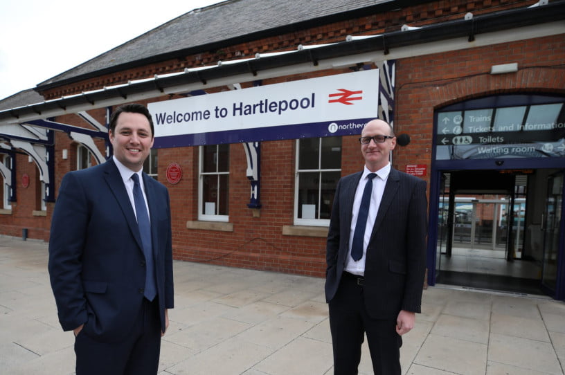 Tees Valley Mayor Ben Houchen and Cllr Shane Moore at Hartlepool Station