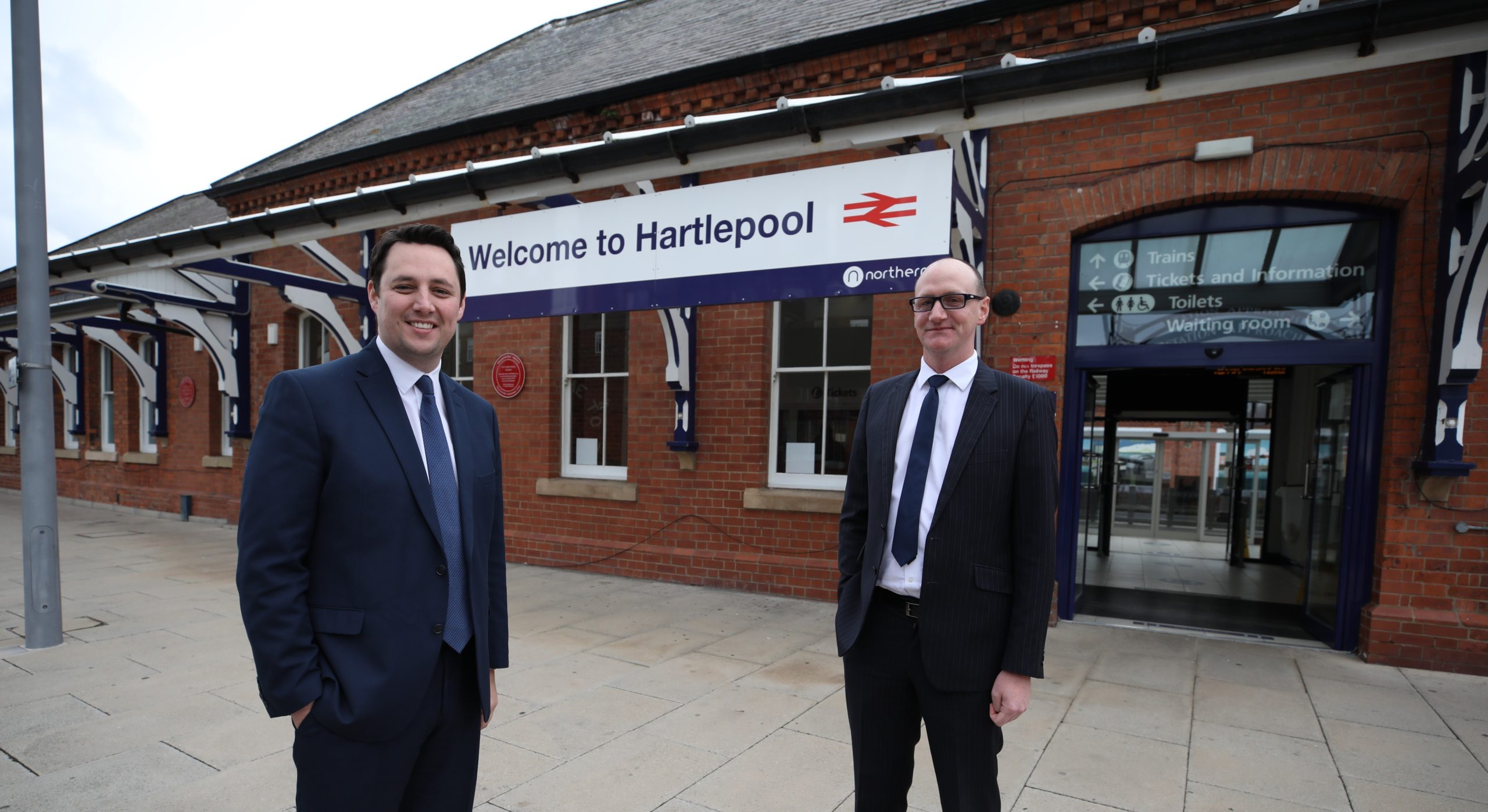 Tees Valley Mayor Ben Houchen and Cllr Shane Moore at Hartlepool Station