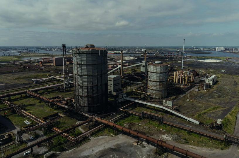 An aerial shot of part of the former Redcar steelworks